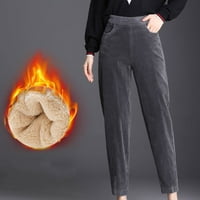 Hlače za žene Ženske zimske debele tople zapletene hlače udobne visoke elastične struk Sherpa Fleece Polodani džepovi konusne hlače pantalone