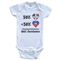 50% Dominikanski plus 50% Haitian fenomenalna Dominikanska Republika Haiti Heart Flags Baby Bodysuit