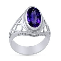 Simulirani prsten od keltskog dama u 14k bijeli pozlaćeni nakit od srebra za dame, veličine prstena