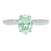 1ct ovalni rez zeleni simulirani dijamant 14k bijelo zlato Graviranje Izjava bridalne godišnjice Angažovanje