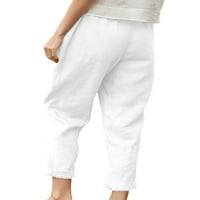 Beiwei žene dno su čvrste pantalone u boji ravne hlače za noge labavi ženski elastični struk meka bijeli