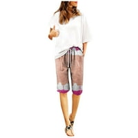 Kratke hlače Otemrcloc ženski visoko struk labav boemski print Hot Pink XL