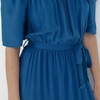 Ljetna haljina ženska modna boemijska ramena labavi kratki rukav A-linijski maxi duga haljina casual