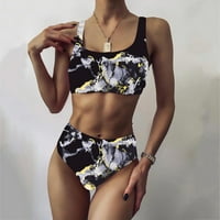 B91XZ Vintage kupaći kostim za žene Print High Wrap prednji struk kupaći kostim za kupaće žene Up Crop