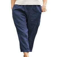 Prednjeg swwalk-a Ženske hlače Elastične struke pantalone Solid Boja Dno dame dame za kože, tamno plava L
