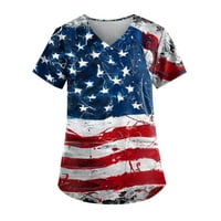 Suncoda 4. srpnja Košulje za žene kratki rukav Crew Crt Patriotske majice za ženske grafičke majice Dan nezavisnosti USA za zastave Majice za žene Gym Workout Summer Outfits