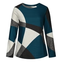 Ženski tunik vrhovi labavi plus veličina dugih rukava casual pulover Crewneck Block Bluza pada modne majice