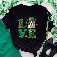 Dnevna bluza u St Patricku za žene casus štene pismo ispis posada kratkih rukava za odmor slavi majica