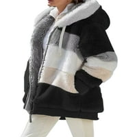 Prednji protok Ženska odjeća Hoodie Jakna s dugih rukava kaput zimski topli kapuljač kardigan patchwork