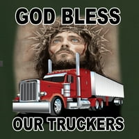 Bog blagoslovi naše kamionere inspirativne kršćanske muške grafičke majice, šumski zeleni, mali