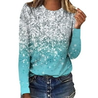 Cleariance ženski modni casual dugih rukava Print Okrugli pulover za okrugli vrat Top bluza