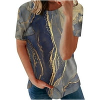 Žene ljetne vrhove modni cvijet Ispis V-izrez kratka ručka radna odjeća sa džepovima za bluzu L
