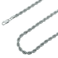 Sterling srebrna, dijamantna ogrlica od konopa - savršen poklon za njemu - hipoalergeni i otporni na