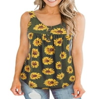 Ženska modna kašika za majicu Tee Ladies Lose Majica Sunflower bluza za sunčanje bez rukava