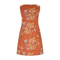 Kratke midi haljine za žene boho bez rukava vintage cvjetna tokava džepna haljina cvjetna ispis ljetna kratka haljina