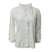 Košulje za žene ruffle strane labave bluze izdužene dugih rukava s dugim rukavima proljeće ljetne vrhove
