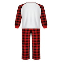 Diconna roditelj-dijete pidžama set božićni crtani ekran pismo Ispis dugih rukava + plane hlače crveni