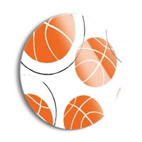 Košarke tamno narančaste košarkalice Staklo okrugli zidni viseći znak