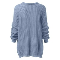 Iopqo džemperi za žene Žena moda casual pulover džemper s dugim rukavima okrugli izrez Hollow pletene