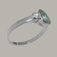 Britanci izrađeni sterling srebrni pravi istinski akvamarin i kubični cirkonijski ženski Obećani prsten