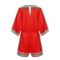Crvena moda Nova proljetna i ljetna ženska plaža Stil tiskani V-izrez Casual Labav kombinezon