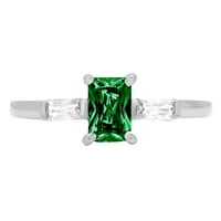 0. CT Sjajni smaragdni rez simulirani smaragd 14k bijeli zlato Trobotan prsten s 5,25