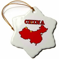 3Droza Zastava naroda Republika Kina u obrizi Karta Kine i imena Kina. - Ornament snega