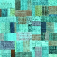 Ahgly Company Zatvoreni pravokutnik patchwork tirkizne plave prostirke prelaznih područja, 2 '5'