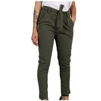 CLlios ženske plus veličine Hlače ljeto elastična struka pant s džepovima casual nacrtavaju ravne pantalone