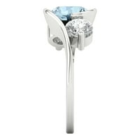 3. CT sjajan okrugli rez Clear Simulirani dijamant 18k bijelo zlato Trokratni prsten SZ 4.5