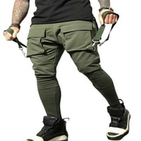 Seyurigaoka Muška modna casual Solid Color Cargo pantalone, srednje strukske vučne hlače