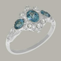 Britanci napravio je 14k bijelo zlato prirodno plavo topaz i kubični zirkonijski ženski zaručni prsten