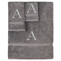 Monogramd set ručnika, personalizirani poklon, skup 3- srebrni blok slova vezeni ručnik - dodatni upijajući