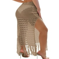 Ženska fringe Split Pleted kupaćim kostim kukičam pokriva suknju