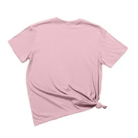 Ljetni ženski ispisani majica s kratkim rukavima, ružičasta, s, poliester
