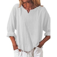 -neck pulover Ženske žene Modni labavi dugi rukav V-izrez Ležerne prilike sa čvrstim majicama Dugi rukavi