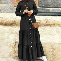 Haljine Aherbiu Plus size za žensko dugme dole V rect dugih rukava s dugim rukavima maxi haljina