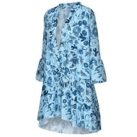 Ženske haljine Modni Boho Print Ruffle rukav V izrez Casual Flowy Party Maxi haljina