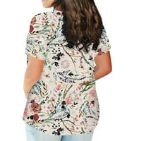 Žene plus veličina vrhova cvjetna ljetna majica modna casual crew vrat kratkih rukava tunika za dame