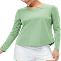 LUMENTO WOOD Workout Top Solid Color Yoga Majica s dugim rukavima Majica Atletic Tee Crew Crt Bluze