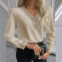 Scyoekwg majice s dugim rukavima za žene Fall Fashion Tunic Top Classic Solid Color Fakultet Ležerne