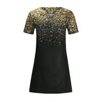Haljine za žene Štampanje kratkih rukava Fade Color Haljina V-izrez Maxi Loose Fit Y2K moda Elegantni