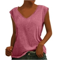 Clearsance Summer bez rukava za žene Fall V-izrez casual košulje pulover pulover pulover vruće ružičaste