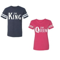 Kralj kraljice Unise par koji odgovara pamučnom dresu u stilu majica kontrastne pruge na rukavima