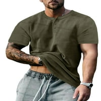 Muški ljetni vrhovi kratki rukav Henley majica Crew Crt Majica Men Casual Basic Tee Radna bluza Armygreen
