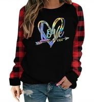 Uštede ženske majice zaljubljene majice s dugim rukavima Valentine Love Heart Graphic Print Tops Lovers