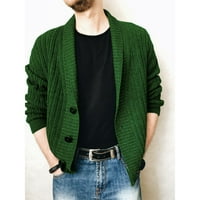 TAWOP FALL OBJEDNJE MUŠKOJ Čvrstoj boji rever s dugim rukavima džemper kaput zelene s