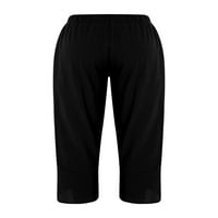 Yilvust Capri pantalone za žene Ljeto Visoko struka pamučne line labave pantalone udobne salonske pantske pantalone džepovi