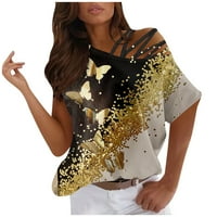 Košulje za žene grafički tee vrhovi za ležerne ljeto jedno off off rame od kamenke s majicom s kratkim