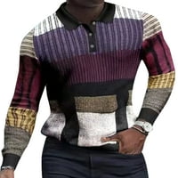 Kapreze Crew vrat džemper s prugastim džemper za muške rastezanje dugih rukava na dugim rukavima geometrijski